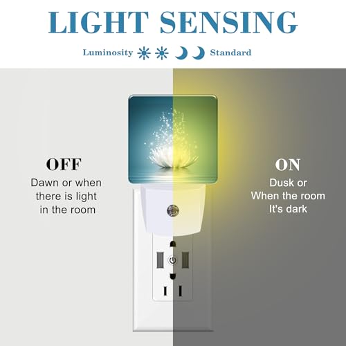 Image of Magic Lotus Flower on Water Night Light Plug into Wall with Dusk to Dawn Sensor Cute Nightlight for Kid Girls Boys Women Men Room Decor, Hallway, Kitchen, Bathroom, Nursery, Stairs