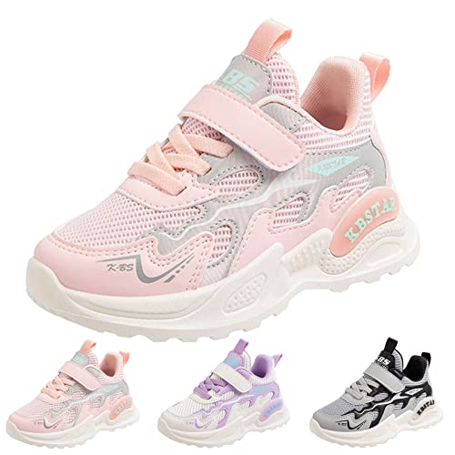 Betadog Fashion All Children Sports Girls Flat Lightweight Mesh Breathable and Comfortable Solid Hook Size 13 Girls Tennis Shoes (Pink, 3 Big Kids)3