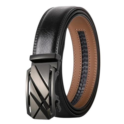 Men Metal Leather Belts Coffee Automatic Buckle Ceinture Belt Adjustable K120s23 125cm