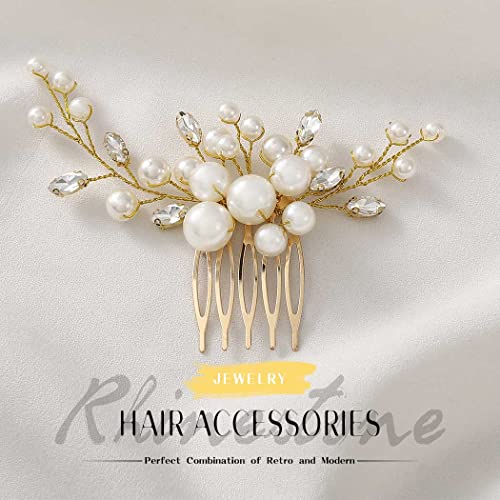 Peine para boda con strass dorado para mujer miniatura 2