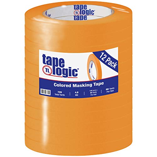 Image of Tape Logic (12 Pack General Purpose Colored Masking Tape, 1 /2 Inch x 60 Yards, Orange, for Home, Office, Arts, Crafts, DIY, Labeling and Coding