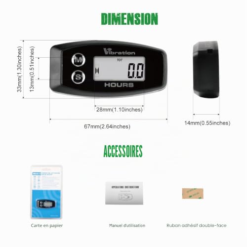 YOOREAL Compteur d'heures à vibration, rappel d'entretien Étanche IP67 – vue 6