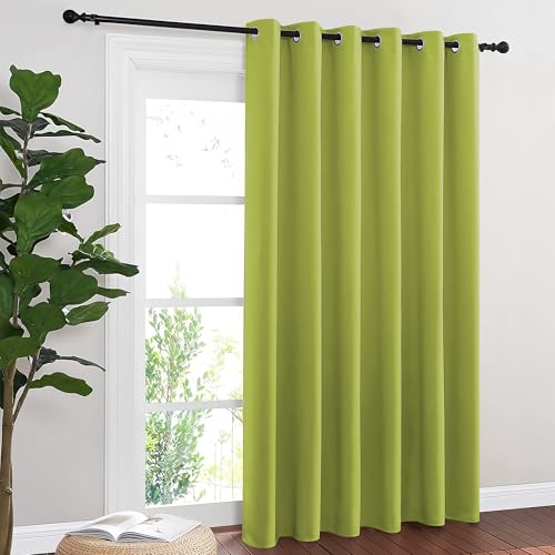 NICETOWN Blackout Sliding Door Curtains 84 Inch Length, Extra Wide Room Divider Grommet Energy Saving Thermal Insulated Curtain for Patio Door Window(W80 x L84, 1 Panel, Fresh Green)