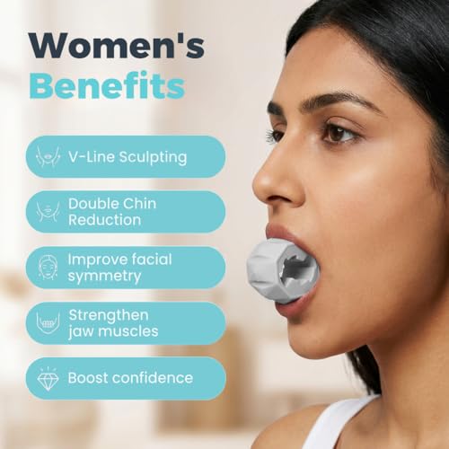 Image of Proberos Jawline Exerciser for Men & Women, 30-120LBS, 4 Levels, Grey | Food-grade silicone jaw shaper, adjustable resistance. Tones jaw, face & neck. Portable jawline toner with box.