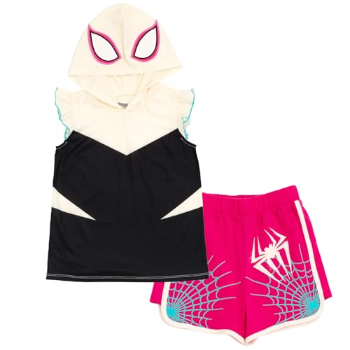 Image of Marvel Spider-Man Girls Cosplay Tank Top and French Terry Dolphin Shorts Outfit Set Toddler to Big Kid Sizes (2T - 14-16)