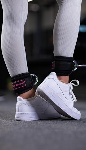 Fitgriff® Fußschlaufen V3 - für Fitness Training am Kabelzug - (2 Stück) Ankle Straps für Frauen und Männer (Pink)