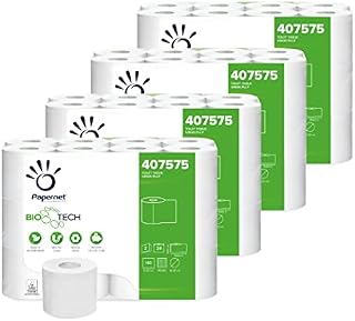Papernet Bio Tech - Toilet Paper (407575), 4 Packs of 24 Pure Cellulose Paper Rolls, Length 19.8 m Each, Naturally Fights Pathogenic Bacteria, 2 Plies, 180 Tears Measuring 9.5 x 11cm