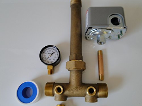 1.25" X 14"No Lead Brass Tank Tee Kit +Union Water Well Pressure Tank + Square D Fsg2 40-60 Switch #TOP12