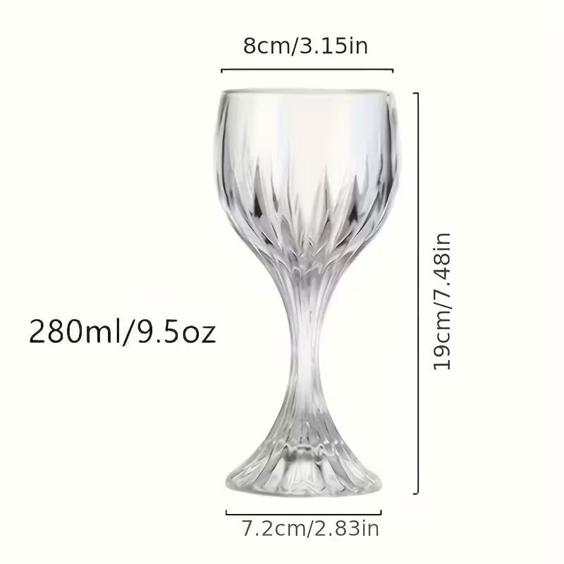 Image of PrimeWorld European Retro Crystal Wine Glasses Set of 6 | Light Luxury Elegant Crystal Glassware for Red & White Wine, Dining, Parties & Gifting