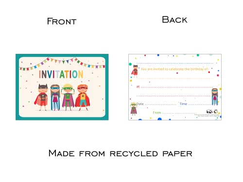 20 Superhero Invitations For Boys Or Girls Children's Birthday Party Invites Made From Recycled Paper #TOP1