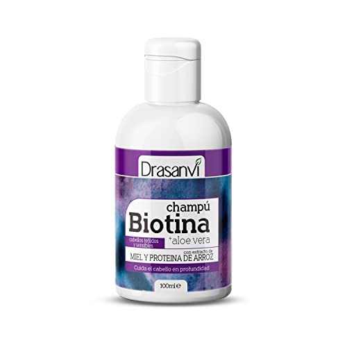 DRASANVI CHAMPÚ BIOTINA Y ALOE VERA PARA CABELLOS TEÑIDOS Y SENSIBLES - Biotina + Aloe vera + Extracto de miel + Kerarice - 100ml