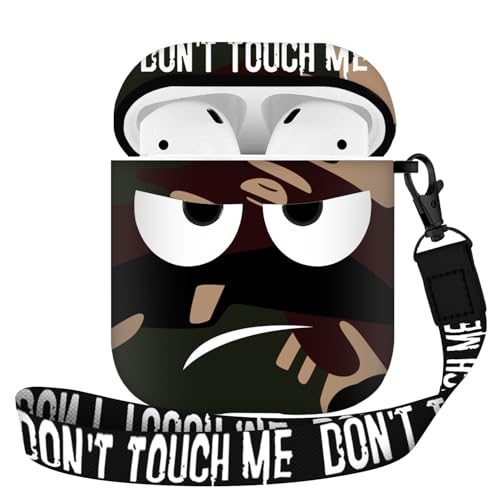 Image of for Airpods Case, Don't Touch Me for Airpods Cover with Keychain /Lanyard Soft Cute Shockproof Cover for Women Men Compatible with for Airpods 2 /1 Charging Case,Brown