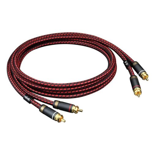 Câble de son 2 RCA mâle hifi tressé et flexible pour ampli audiophile