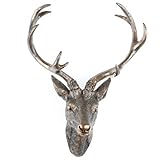hirschkopf zeichnung  Geweih Hirschgeweih 30x18x40cm bronze Kunststoff 10Ender Hirschkopf Wanddeko