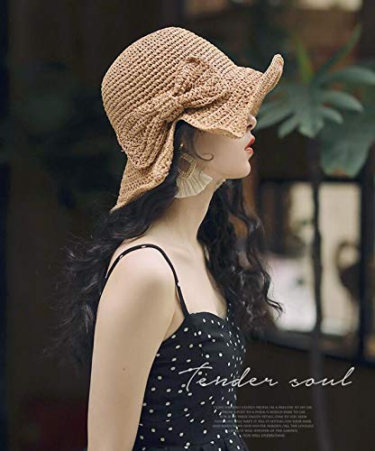 Marjunsep 2 Pieces Foldable Packable Wide Brim Floppy Straw Sun Hat Summer Beach Hat For Women Girl Uv Protection Hat (Beige & Khaki) #TOP2