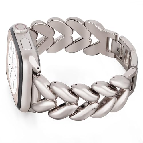 Image of VISOOM Bracelet Compatible for Series 11 /10 /9 /8 /se Apple Watch Band 46 /45 /44 /42 /41 /40 /38mm Series 7 /SE Women Dressy Luxury Wristband Jewelry Metal Watch Strap for iWatch Series 6 /5 /4 /3 /2 /1