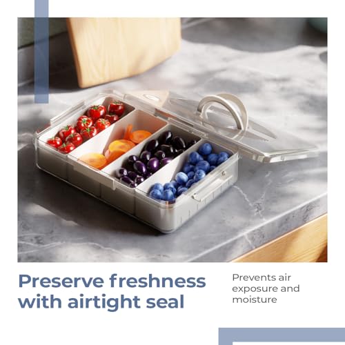 Image of Lifelong Fridge Storage Box With 4 Removable Containers | Multipurpose Organizer For Fruits, Vegetables, Snacks | Airtight Transparent Container With Lid For Kitchen Storage And Refrigerator Shelf Use