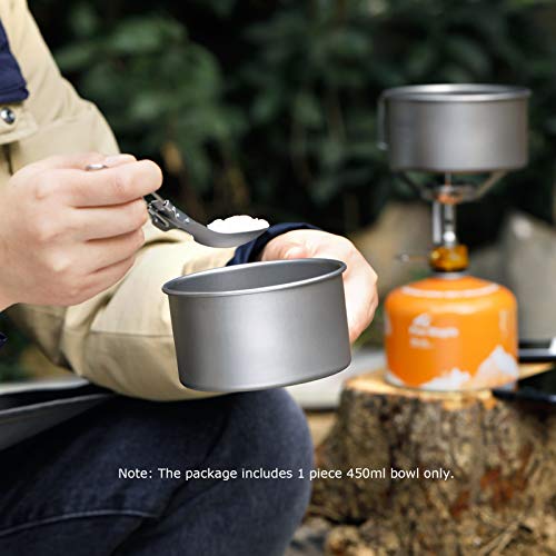 Atiap Titanium Bowl Pot With Foldable Handle, Single-Wall Titanium Cooking Tableware Bowl With Folding Handle For Outdoor Camping Hiking Picnic (450Ml) #TOP4