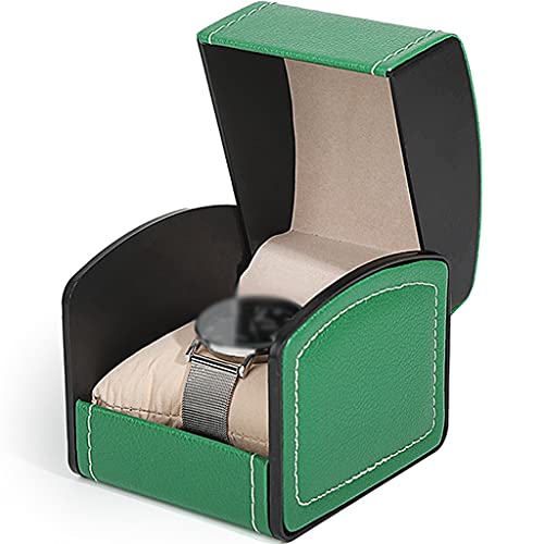 YHRJ Organizer Uhrenkasten Tragbare Aufbewahrungsbox für Modeuhren zu Hause, High-End-Uhrenbox aus PU-Leder, Exquisite Geschenkbox (Color : Green, Size : 9 * 10 * 8cm)