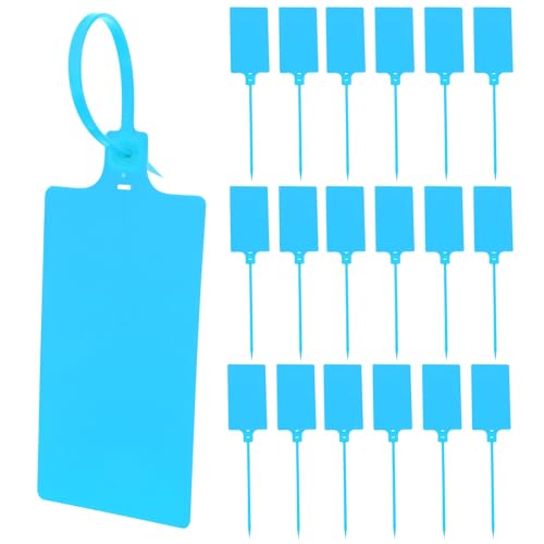 Veemoon 100pcs Blue 5.8x100mm Plastic Shipping Labels with String for Cable and Luggage Tagging, Sturdy Labeling Tags for Industrial and Packaging Use