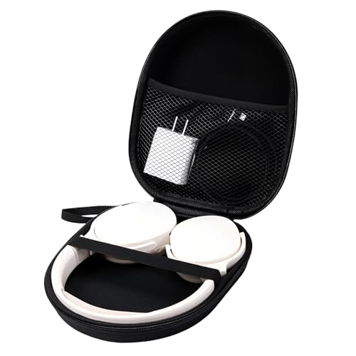 Lotnery Hard Shell Headphones Case Compatible with Sony & Others, Protective Travel Storage Carry Bag with Mesh Pocket, Wrist Strap & Cable Storage - Black (22x19x6cm)