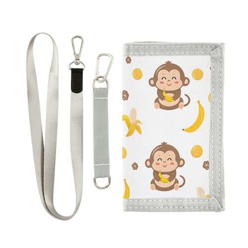 ALAZA Kids Wallets for Boys Girls Toddler Trifold Wallet Children Small Monkeys Bananas with Zipper Coin Pocket
