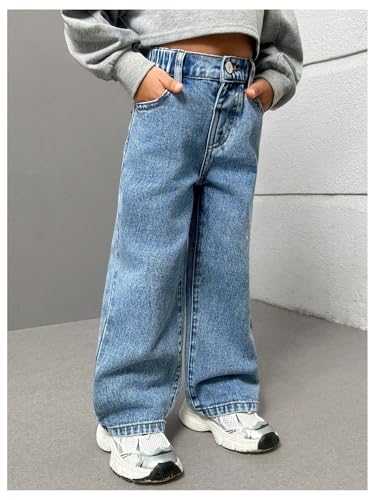 Floerns Toddler Girl's Heart Print Jeans Distressed Ripped Straight Leg Denim Pants3