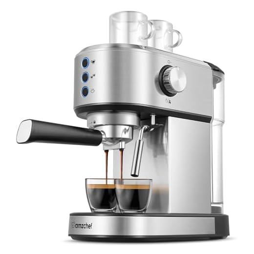 amzchef Espresso Machine with 20 Bar, Professional Espresso Maker with Milk Cream/Steam Stick, Compact Stainless Steel Coffee Machines, 34oz Household Detachable Water tank, Gift for Dad or Mom