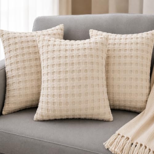 Best Decorative Cushion Covers: Cotton vs Velvet 40 Waffle Textured Throw Pillow Cushion Covers | Soft Cotton Decorat...
