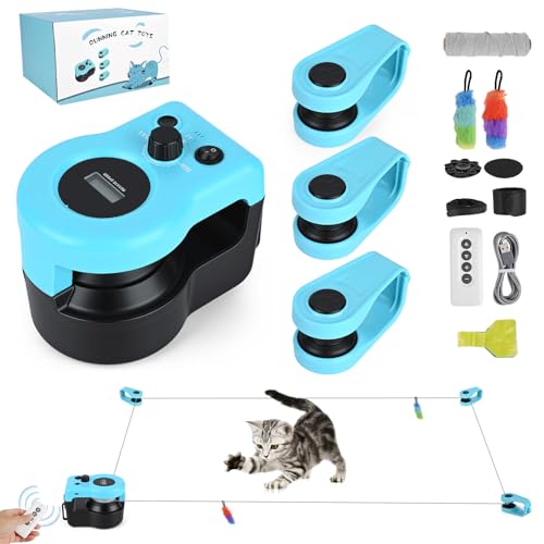 Interaktives Katzenspielzeug Elektrisch, Katzenspielzeug Selbstbeschäftigung, Automatisches/Ferngesteuertes Intelligenzspielzeug für Katzen, Einstellbare Geschwindigkeit/Laufwegen