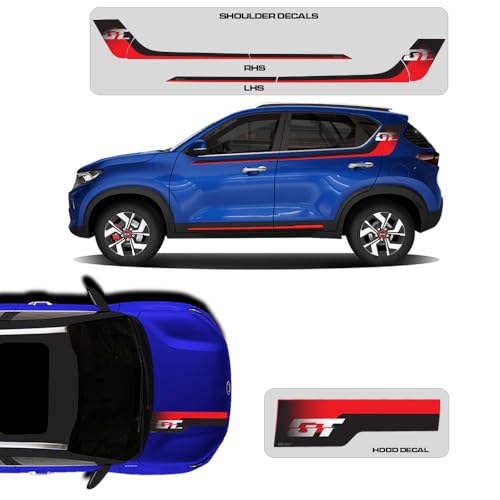 Image of GT Edition Car Graphics for Kia Sonet | Colour - Intelligency Blue | Size - 30.5 x 7 cm