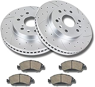 Front Brake Kit, Drilled and Slotted Brake Rotors Ceramic Brake Pads for CADILLAC ESCALADE CHEVY SILVERADO 1500 TAHOE GMC YUKON