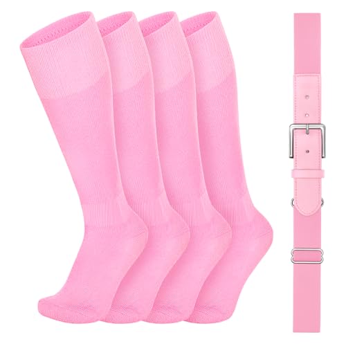 Image of VONMELLI Youth Baseball Belt and Socks Combo, Elastic Softball Belts and Socks for Boys and Adult (2 Pairs of Socks & 1 Belt)