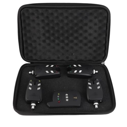 equlup Fishing Bite Alarm, 4Pcs LED Light Alert Fishing Bite Alarm Receiver Indicator Sound Alarms Fish Equipment Accessories for Outdoors Fishing