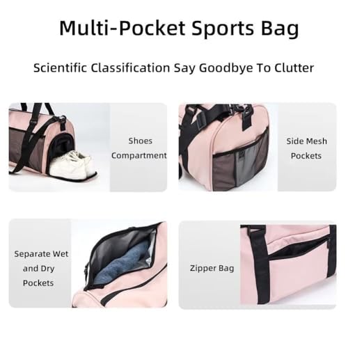 Large Sport Travel Duffle with Shoes and Wet Clothes Compartments Men's Gym Waterproof Crossbody4