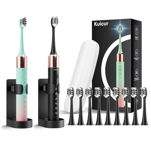 Kuicur 2 Pack Electic Toothbrush - PinkGreen and Black