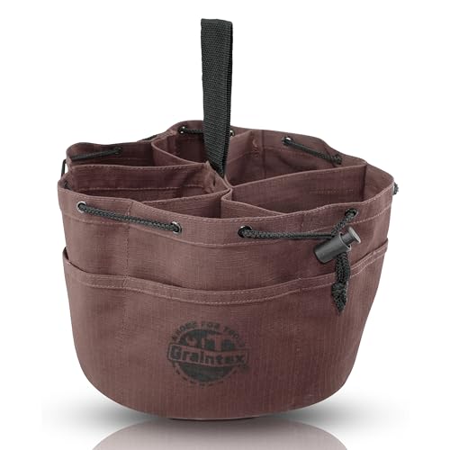 Graintex 18 Pockets Grab Bag Rip-stop Canvas Drawstring Closure, Small Part Organizer Pouch, Small Tools, Screws, Parts, Parachute Tool Bag for Efficient Storage - Coffee Brown