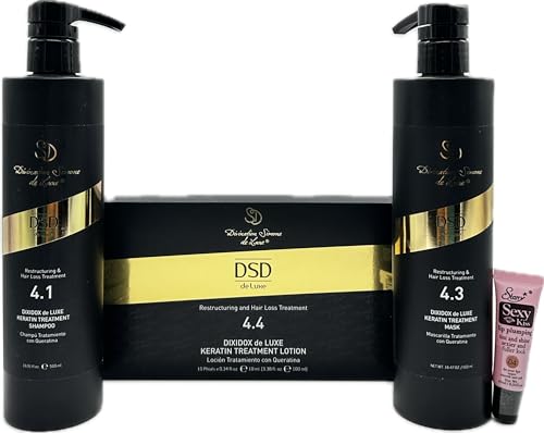 DSD de Luxe Restructuring & Hair Loss Treatment Shampoo (4.1) and Keratin Treatment Mask (4.3) 16.9 Fl Oz /500ml + Keratin Treatment Lotion (4.4) 10 phials x 0.34 Fl Oz 