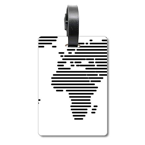 Étiquette de valise voyage noire motif carte du monde accessoire identification bagage