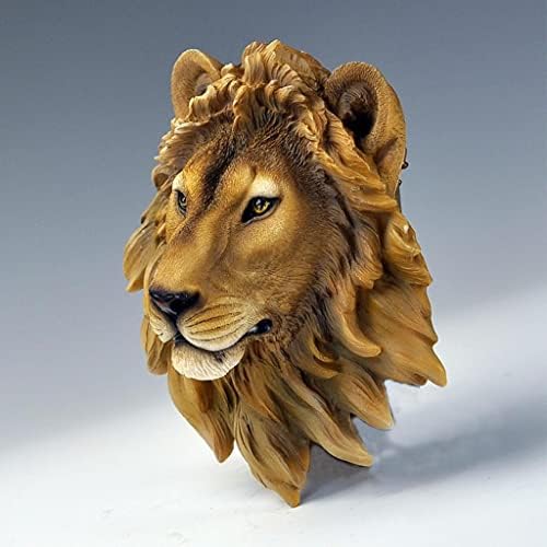 P Prettyia Wild Animal Head Wall Sculpture Mounted Ornament Statue Hanging Art Decor for Bedroom Living Room Decor - Black Brown Gray, Lion 20x9.5x23cm