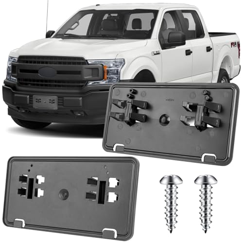 Image of License Plate Bracket Accessories for Ford F150 2.7L 3.0L 3.5L 2018 2019 2020, Front Bumper License Plate Holder Replacement Frame Black Mount Type A