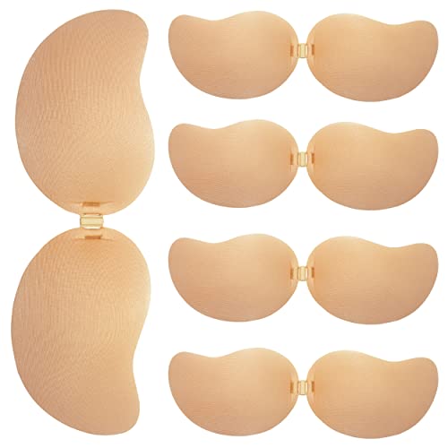 Feoya 5 Pcs Invisible Bras For Women Adhesive Sticky Strapless Backless Invisible Bra Push Up Silicone Reusable Plunge Breathable Covering #TOP3