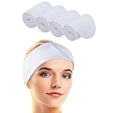 VIVOTE Mikrofaser Kosmetik Stirnband, Spa Haarband, Frottee verstellbare Haarschutzband mit Klettverschluss, Haarschutzband bei Make Up, Sport, Dusche, Yoga, waschbar 4pcs (weiß)