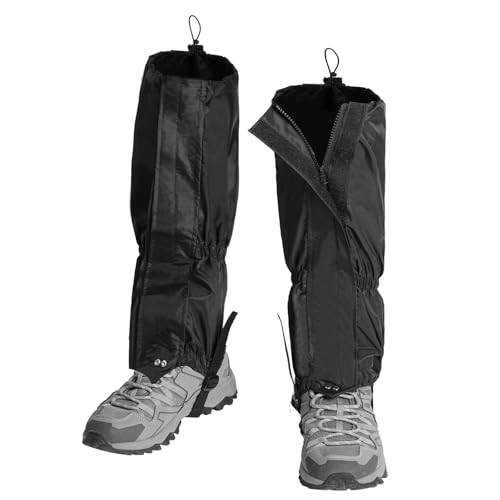 Budlgyexi 2PCS Gators for Hiking Boots-Gaiters for Hiking, Waterproof, Sandproof and Anti-Mosquito Bites for Muddy Ground, Desert and Garden (Black)