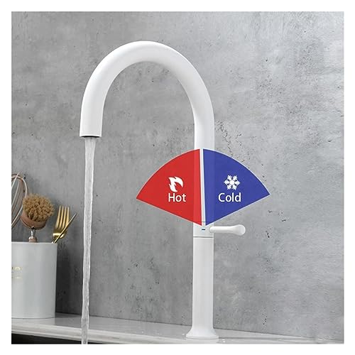 Robinet de cuisine blanc avec bec pivotant 360 pour évier moderne - 5