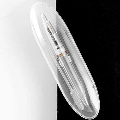 Alician Ultra-Thin Fountain Pen Clear Large-Capacity Drop-in Penholder Adult Writing Pen School Office Suppliy Grey Circle 0.38mm Office Product