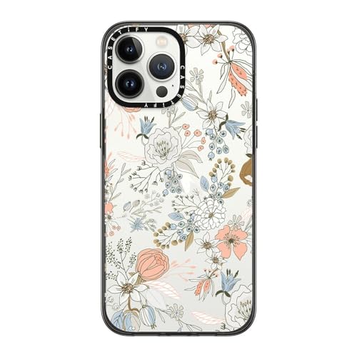 CASETIFY Compact iPhone 13 Pro Max Case [4 ft. 2X Military Grade Drop Protection/Slim/Lightweight] - Abstract Modern Coral White Pastel - Clear Black