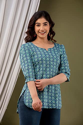Image of Flora Printed I Cotton Top I Tops I Topper I Blouse I T-Shirt I Short Kurti ITop for Women