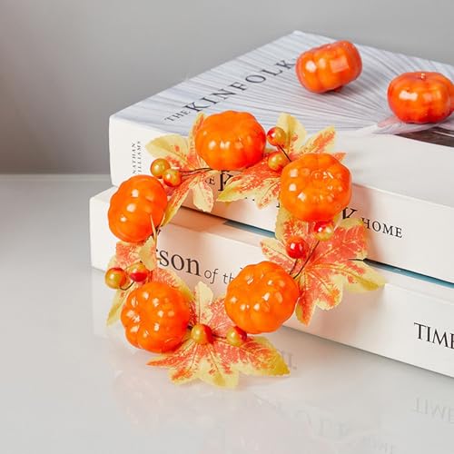 Grinaldas de Anéis de Velas de Outono, Coroa de Velas de Abóbora, Anéis de Velas de Outono Com Fruta