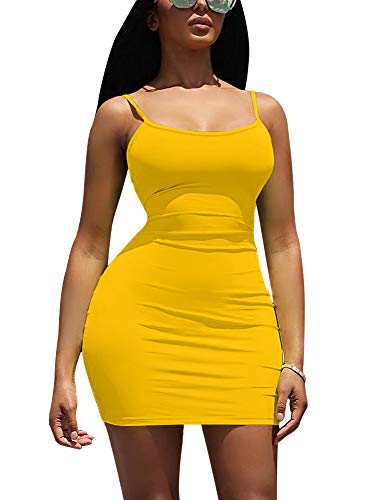 Image of LCNBA Sexy Spaghetti Strap Tank Dress Basic Backless Bodycon Club Party Mini Dress